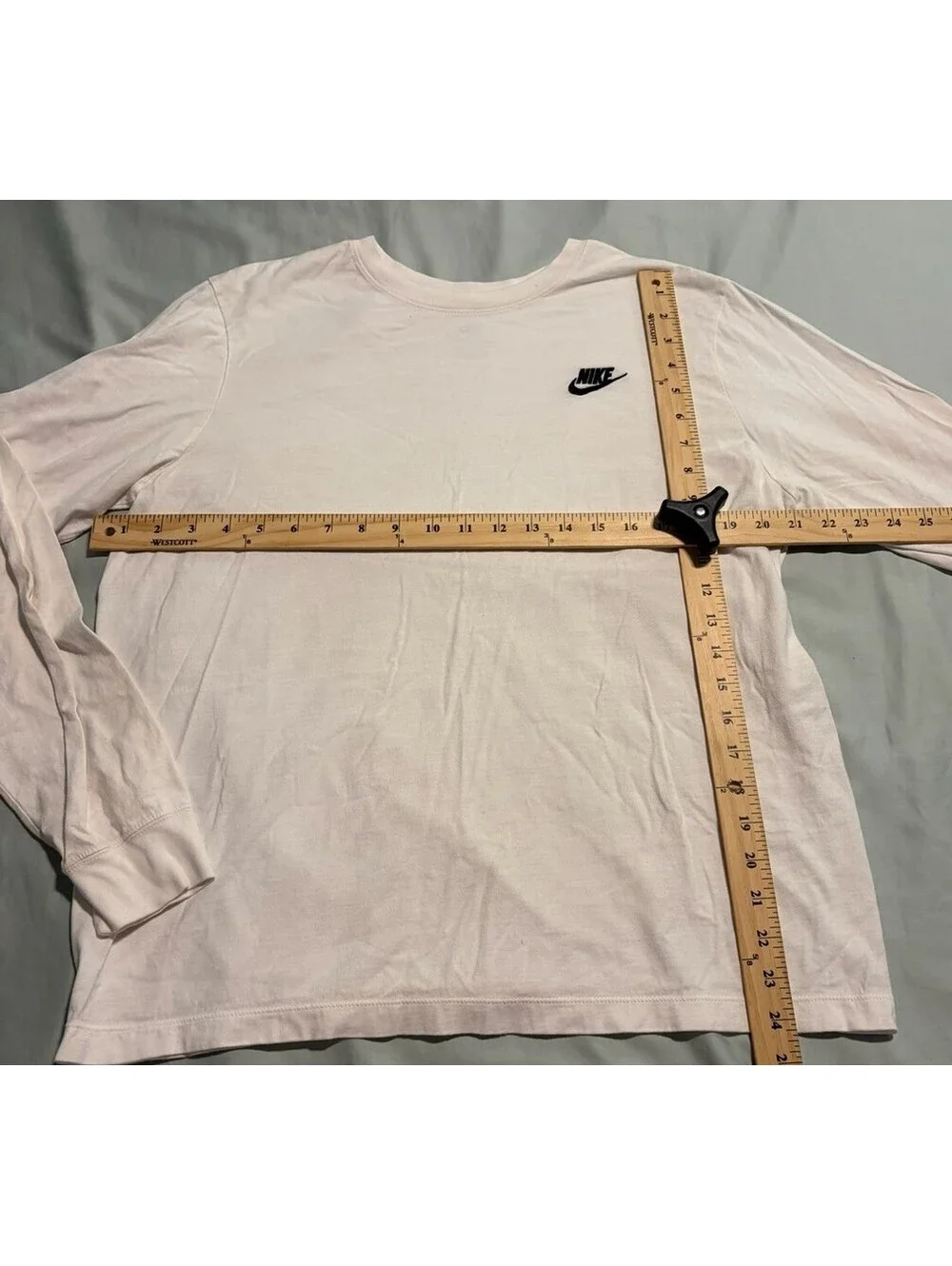 Nike Mens Long Sleeve Tee White Black Logo Graphic T-Shirt Medium